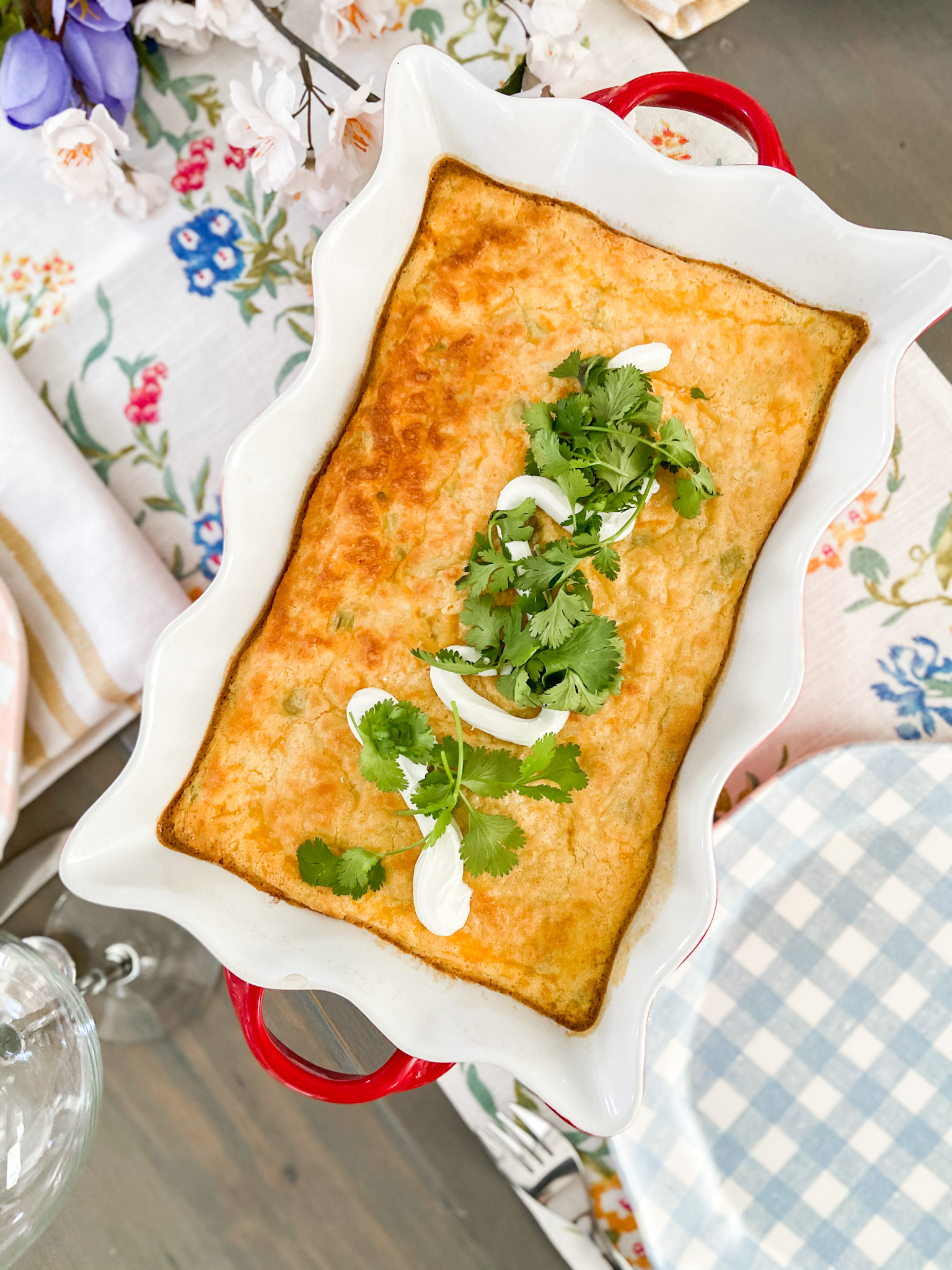 light and fluffy green chili egg casserole