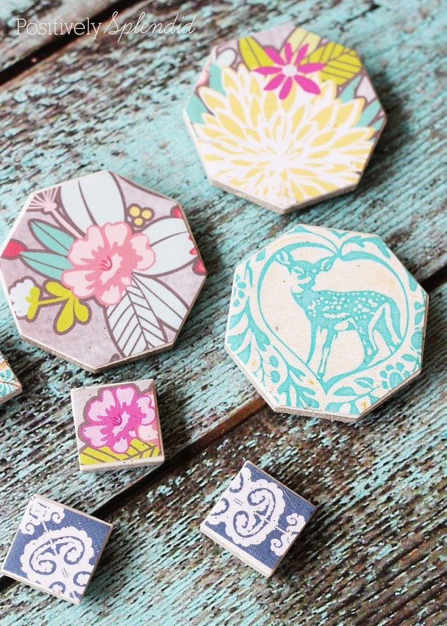 Easy Decoupaged Tile Magnets - a fun kids craft to make!