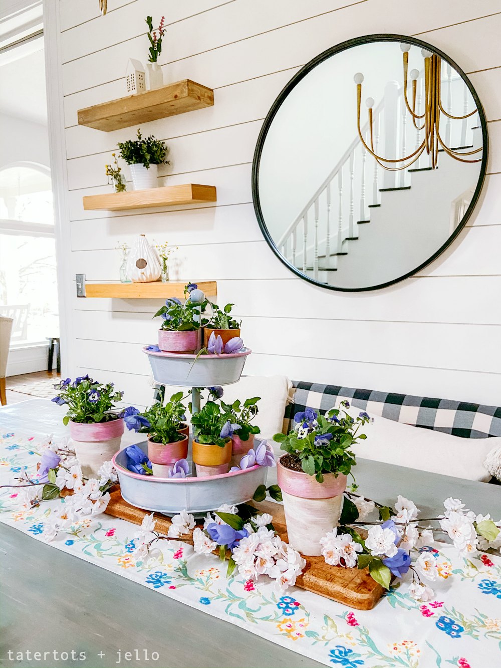 spring potted centerpiece 