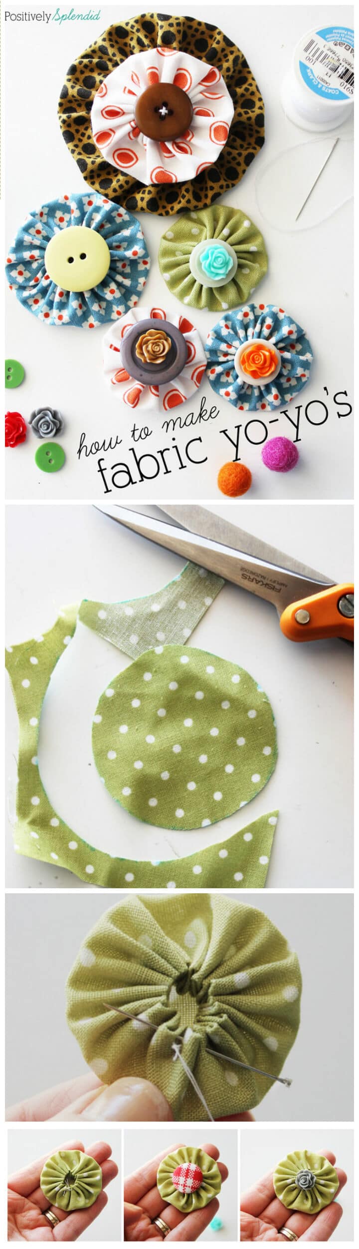 Easy peasy yo yo clips. Create adorable bookmarks by making fabric yo yo's and attaching them to paper clips. Kids will love this easy craft.