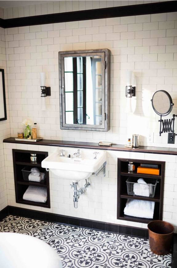 Cottage Bathroom Tile Ideas, Black And White Tile Bathroom Floor Ideas
