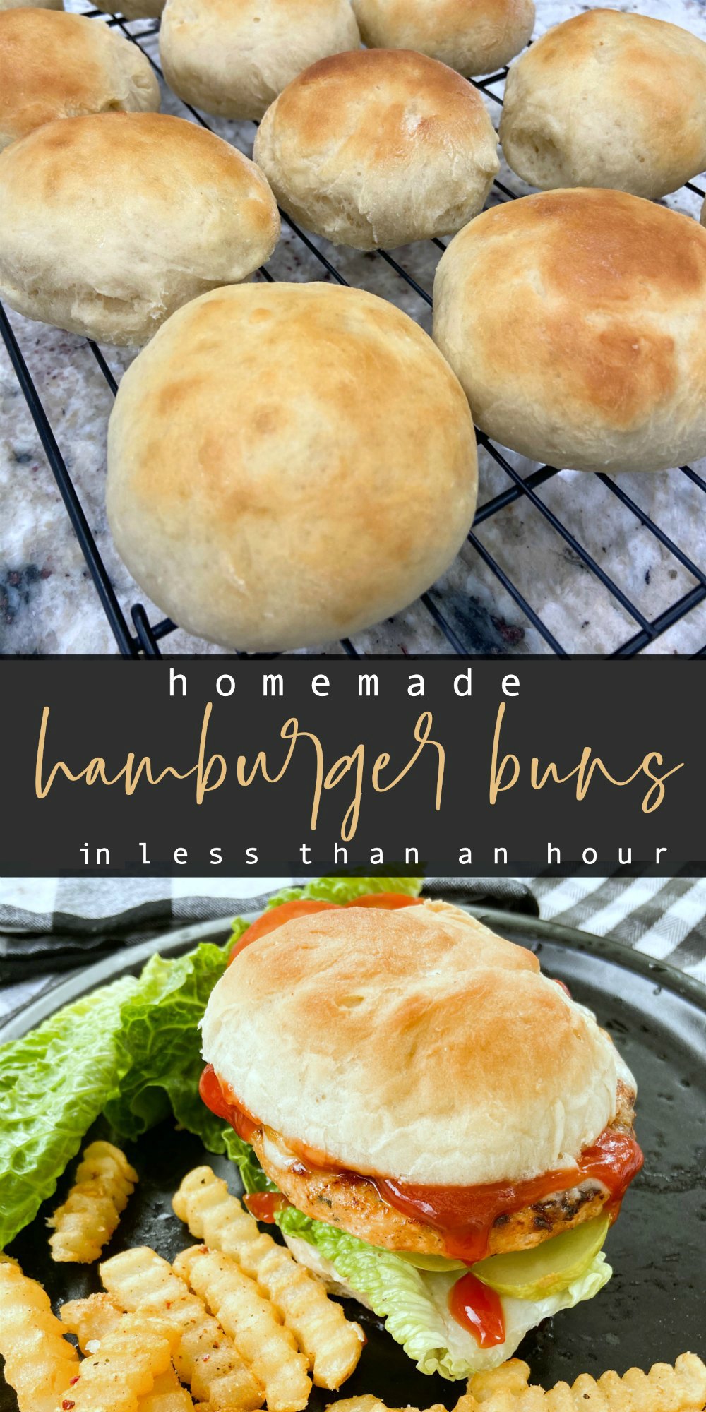 Fast and Easy Homemade Hamburger Buns in Less Than an Hour. Need a quick hamburger bun without having to run to the store? These are easy to make and bake up fluffy and golden brown in less than an hour.