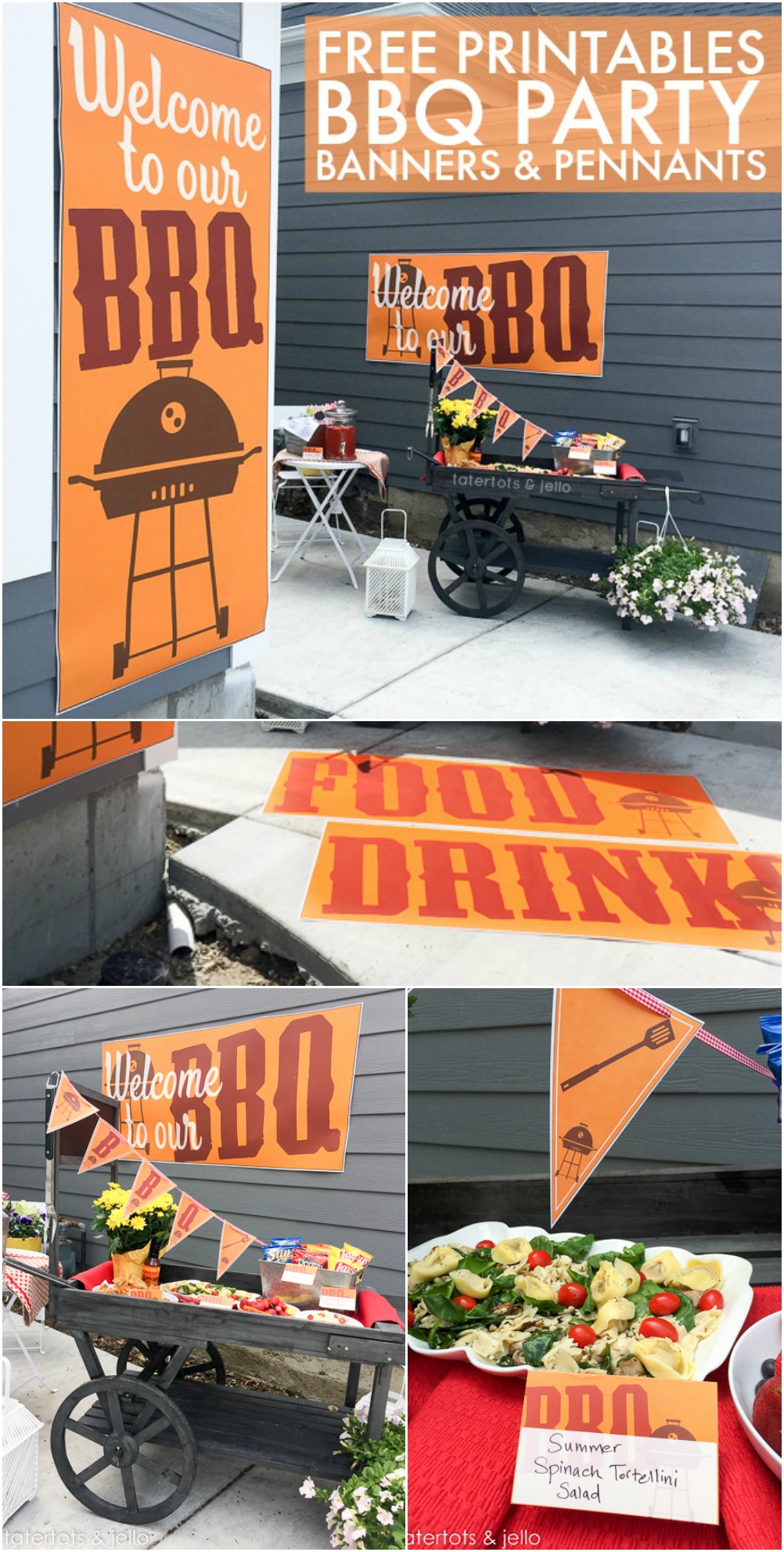 BBQ Party Large Free Printables - free banners, signs poster and more! Throw the ultimate BBQ with these beautiful summer party printables. Banners, signs, posters and food signs. Everything you need for the BEST barbeque. Print them off for free. 