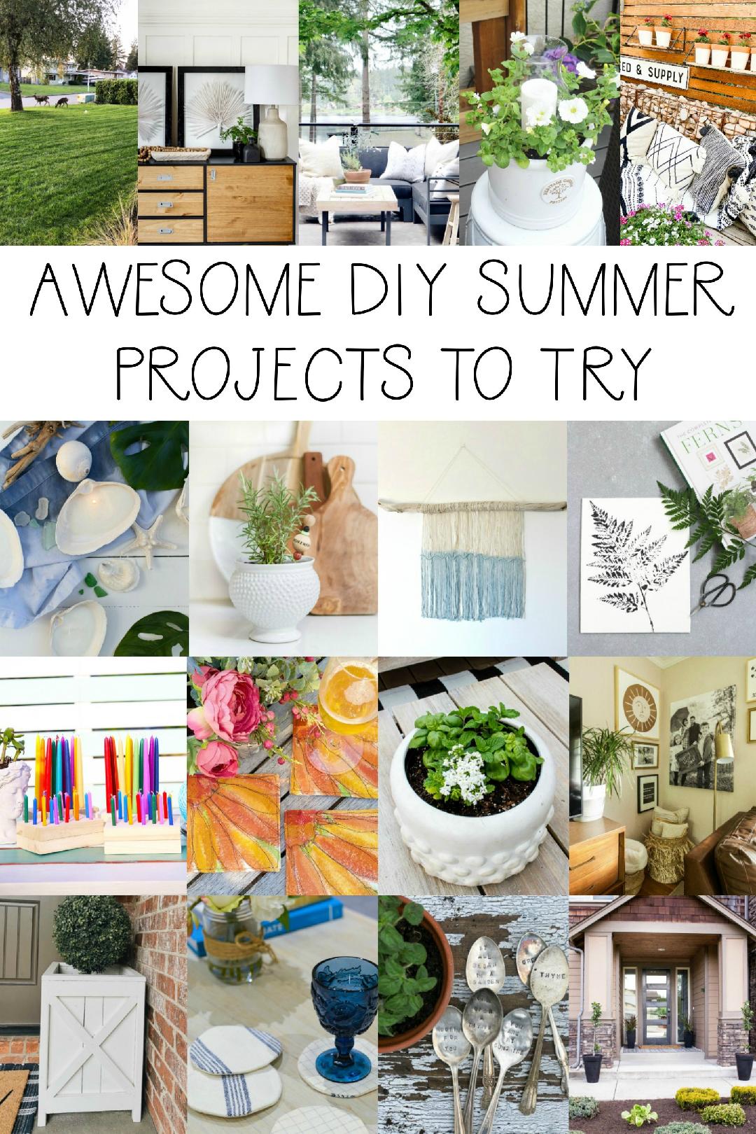 Awesome DIY Summer projects to try. Lots of outdoor summer projects to make your home more beautiful.