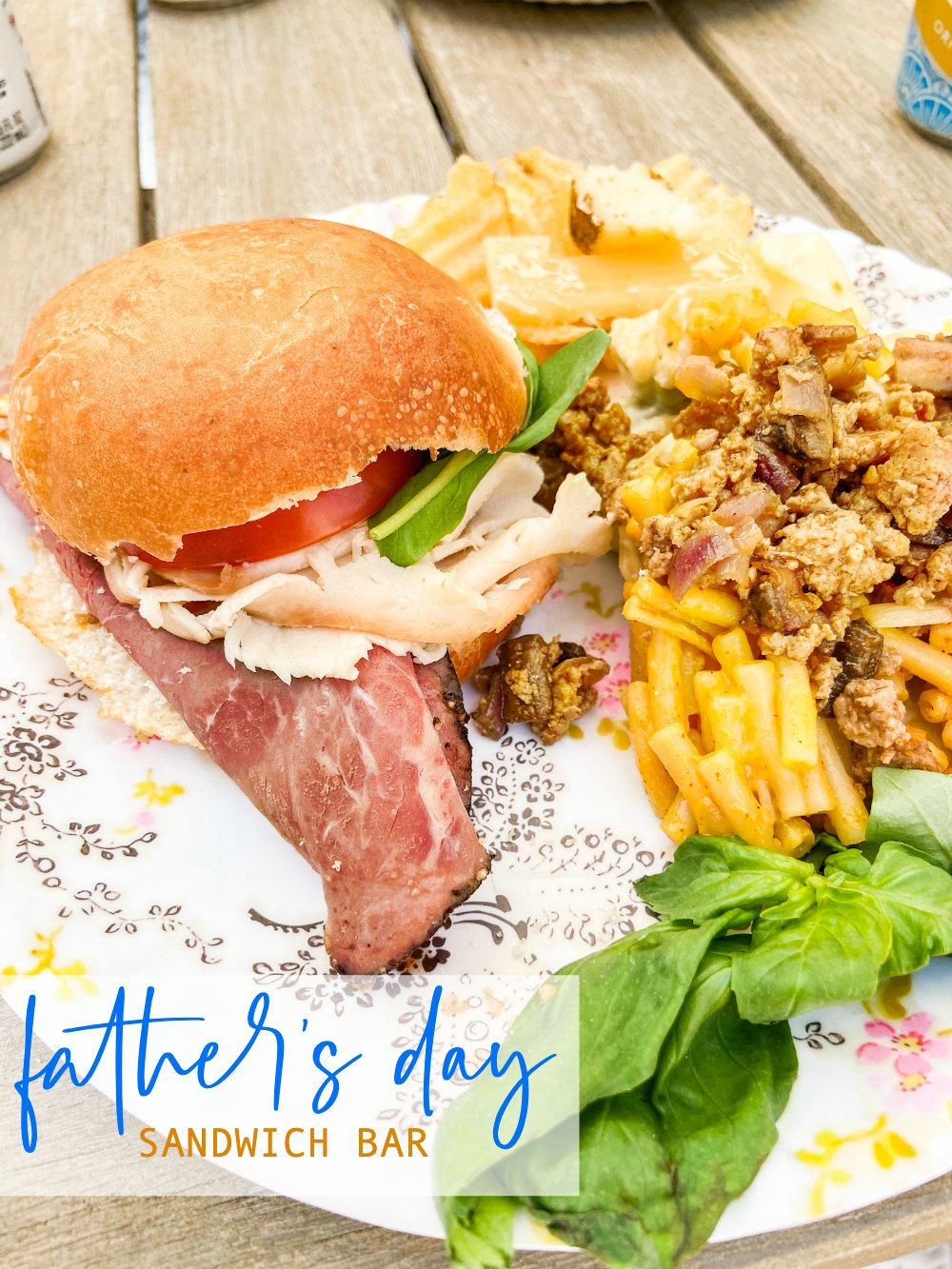 Father's Day Sandwich Bar. Celebrate dad with the ultimate sandwich celebration. Lots of bread options, cheeses, veggies and meats let everyone create their version of the PERFECT sandwich. Dad will love it! 