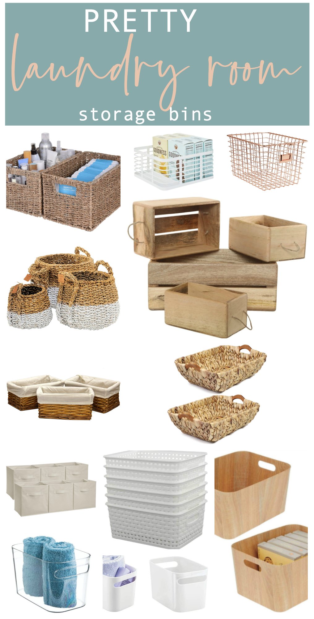 Laundry room baskets and bins for beautiful storage.