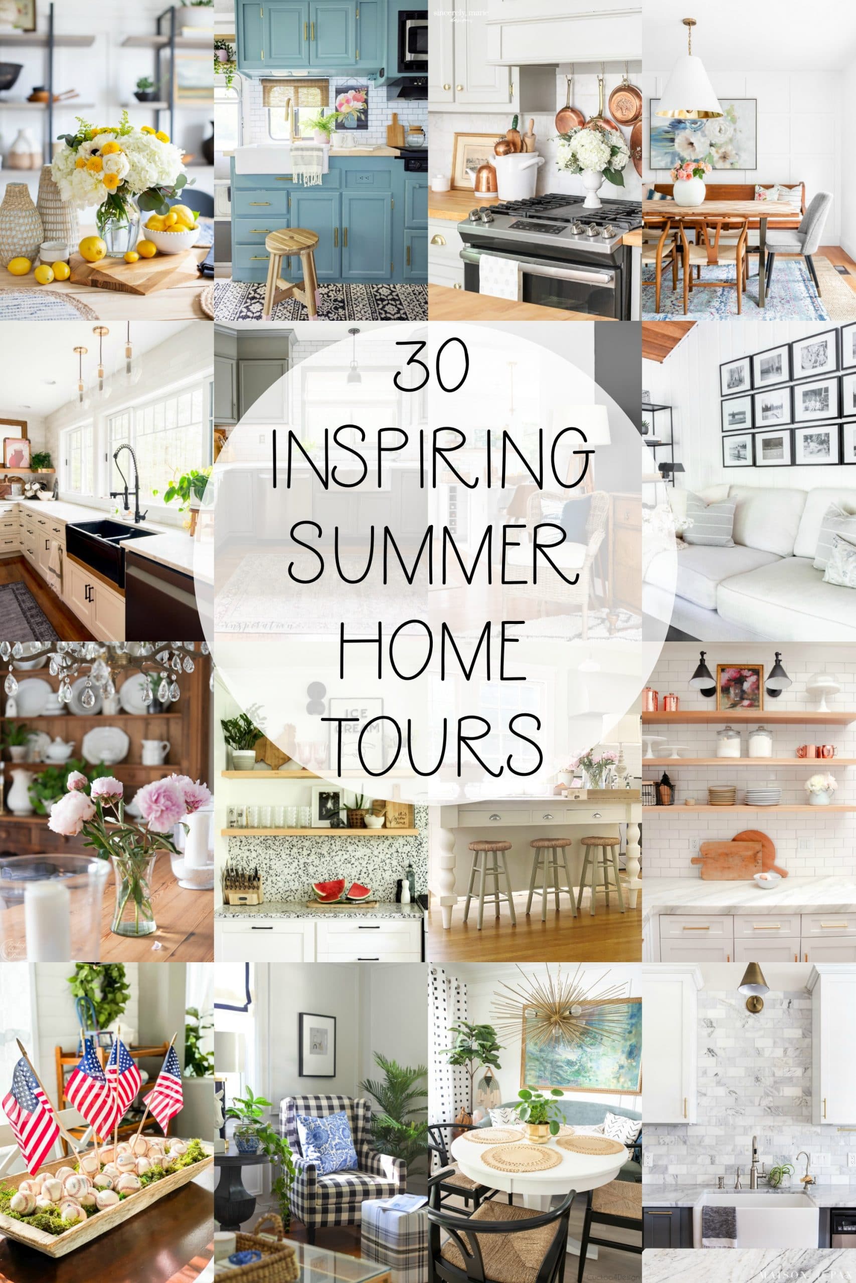 30 Inspiring Summer Home Tours. Grab the ideas and easy DIY projects to make YOUR home more beautiful for Summer! 