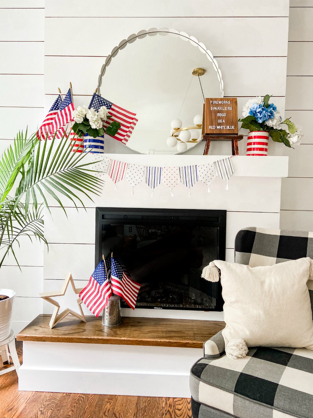 Fourth of July Mantel using dollar items.