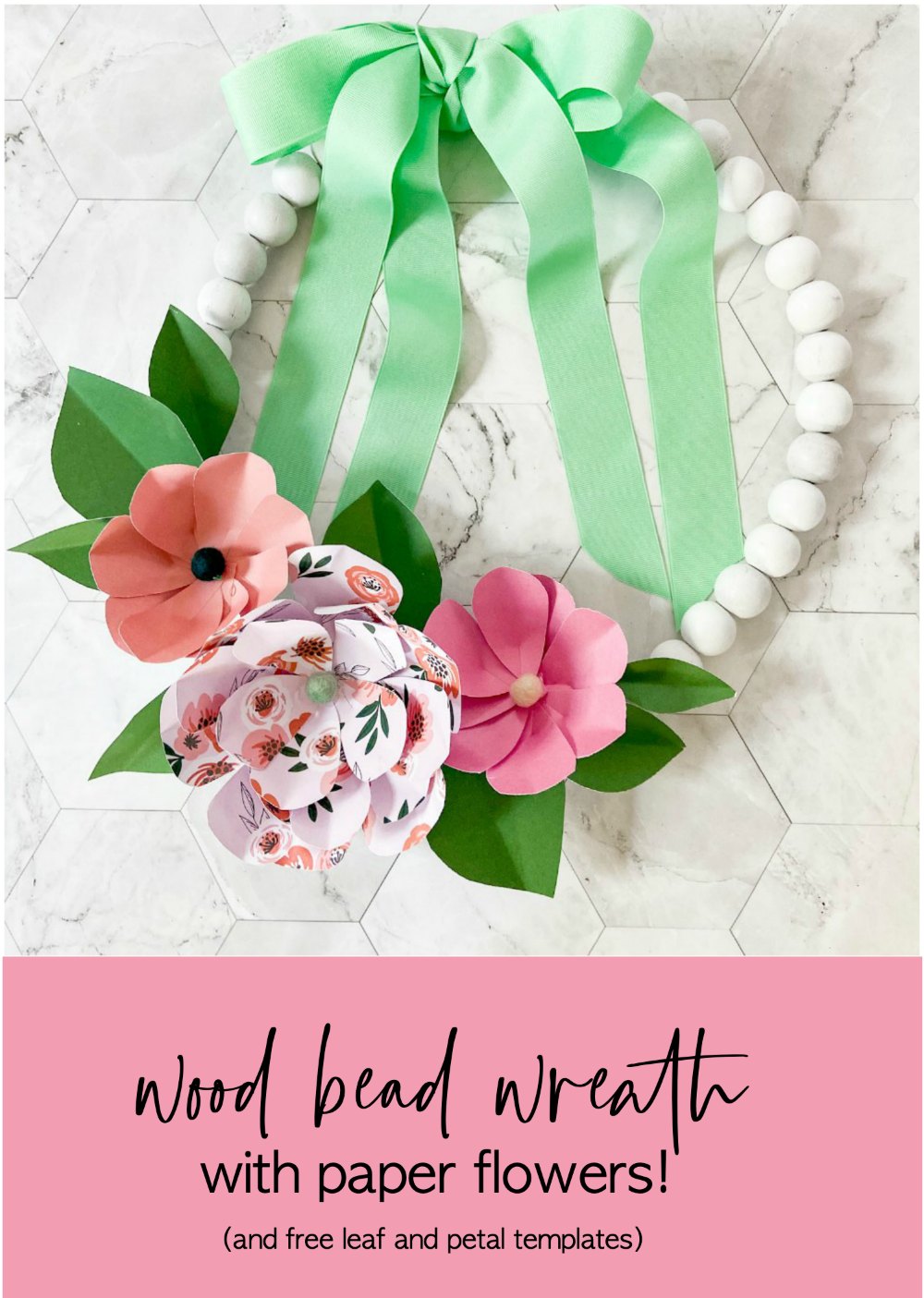 Make a Wood Bead Wreath with Paper Flowers - Tatertots and Jello