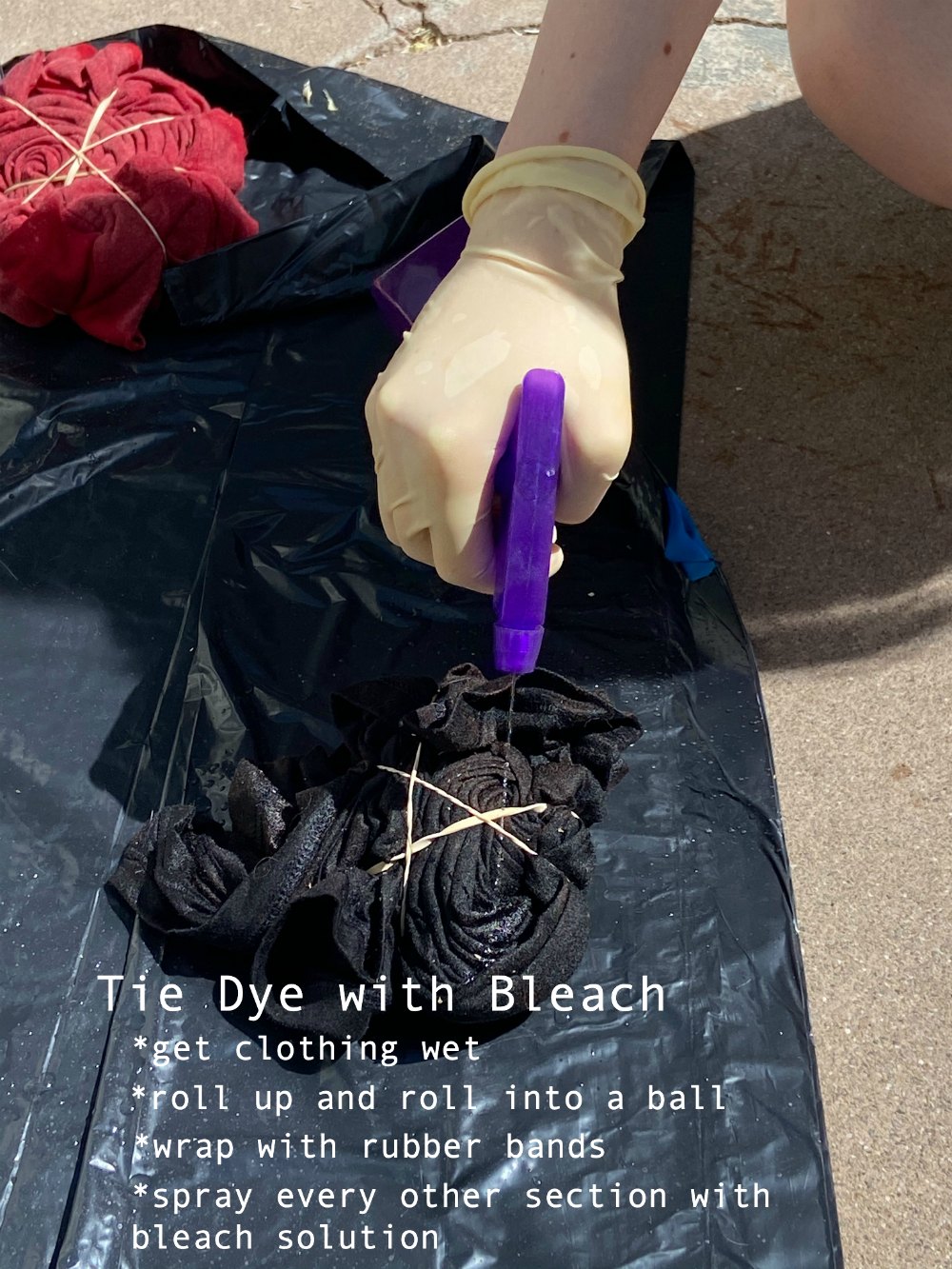 How to tie dye clothes with bleach. Upcycling clothes craft idea for teens and tweens.