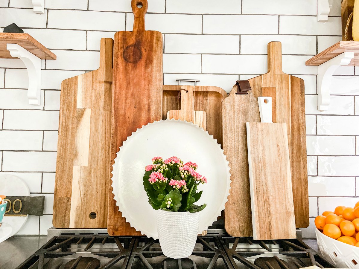 farmhouse kitchen display cutting boards 