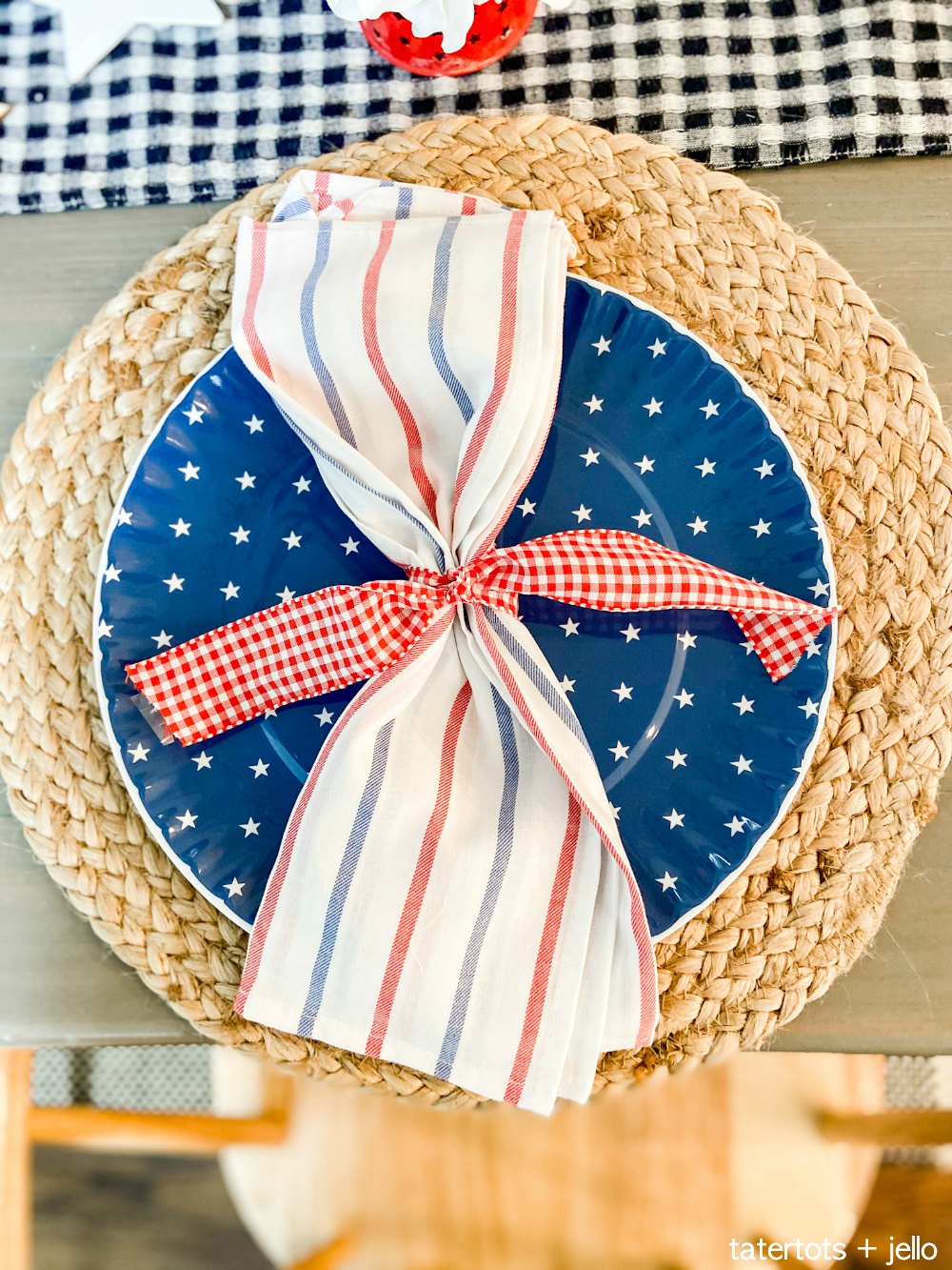 Patriotic Tablescape ideas with dollar items.