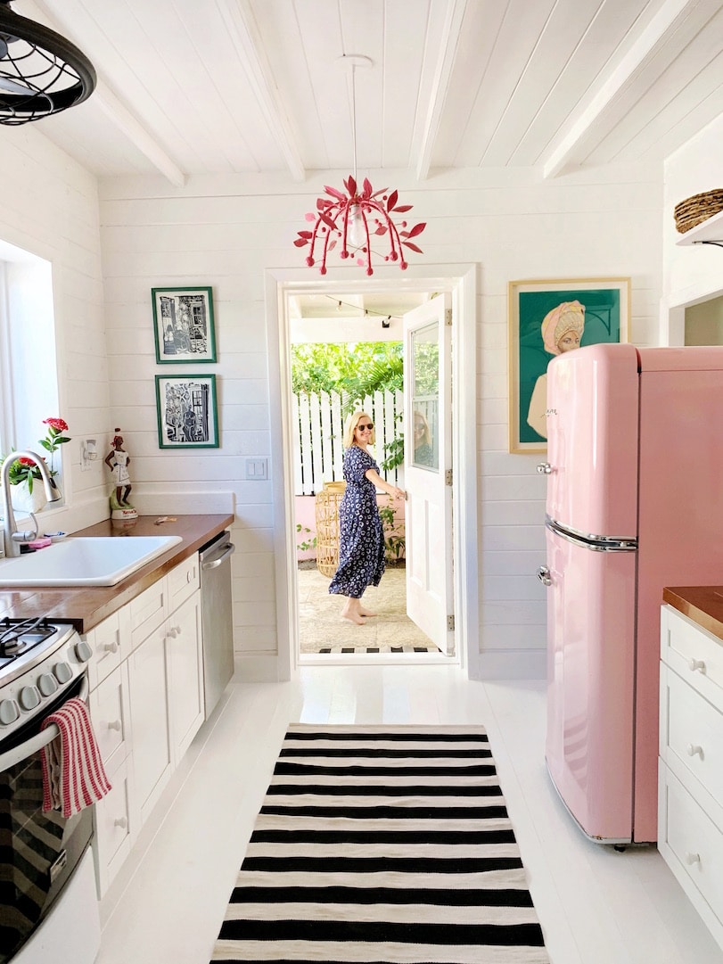 pink Smeg kitchen at Look Linger Love 