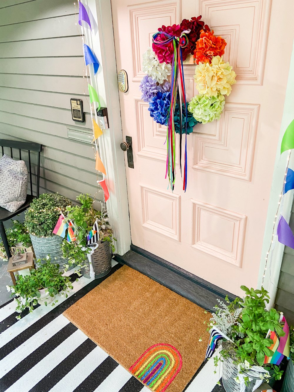 Rainbow Pride Hydrangea Wreath. Celebrate Pride Month and Summer with a colorful and happy rainbow flower wreath! 