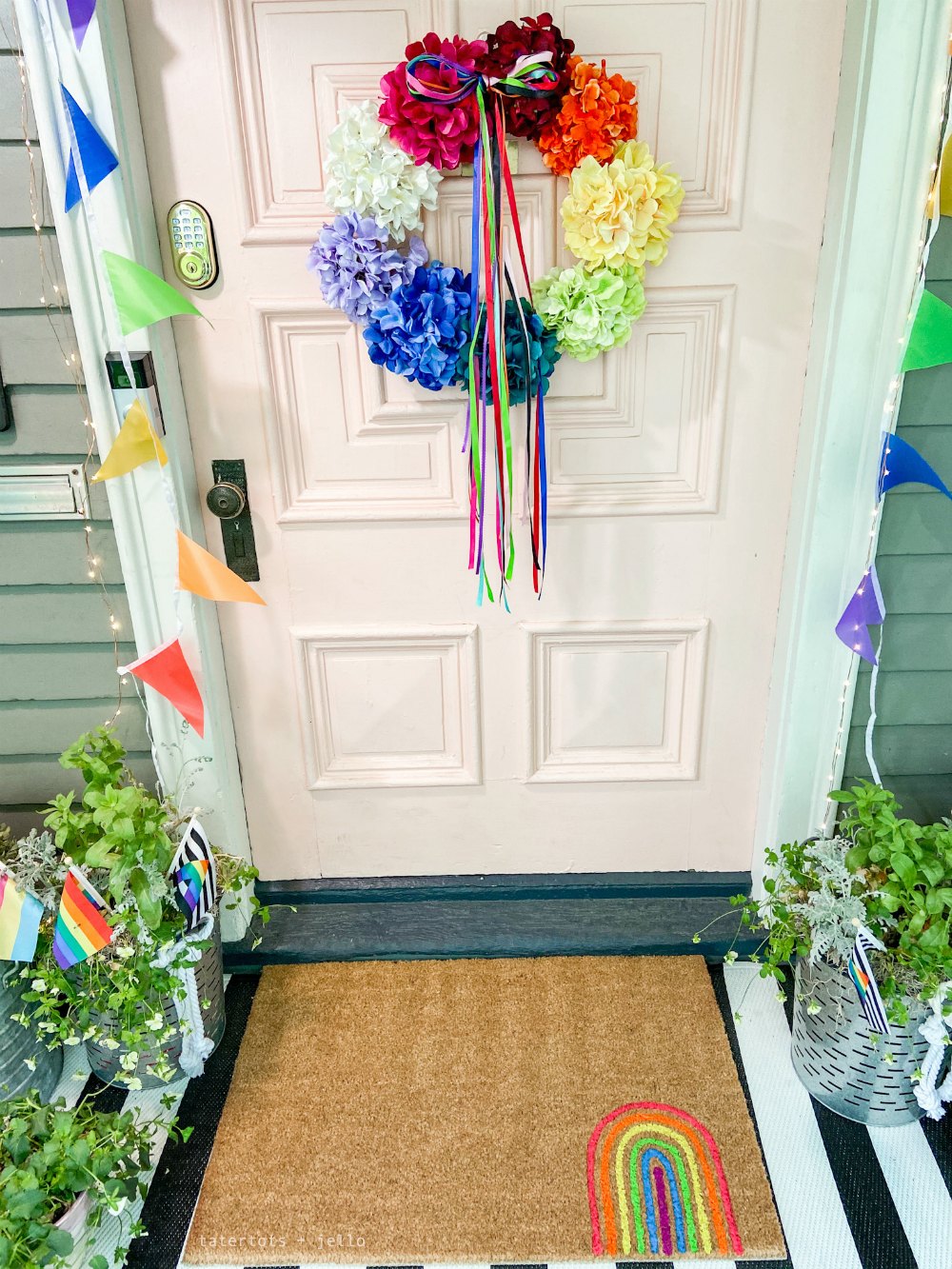 Rainbow Pride Hydrangea Wreath. Celebrate Pride Month and Summer with a colorful and happy rainbow flower wreath! 