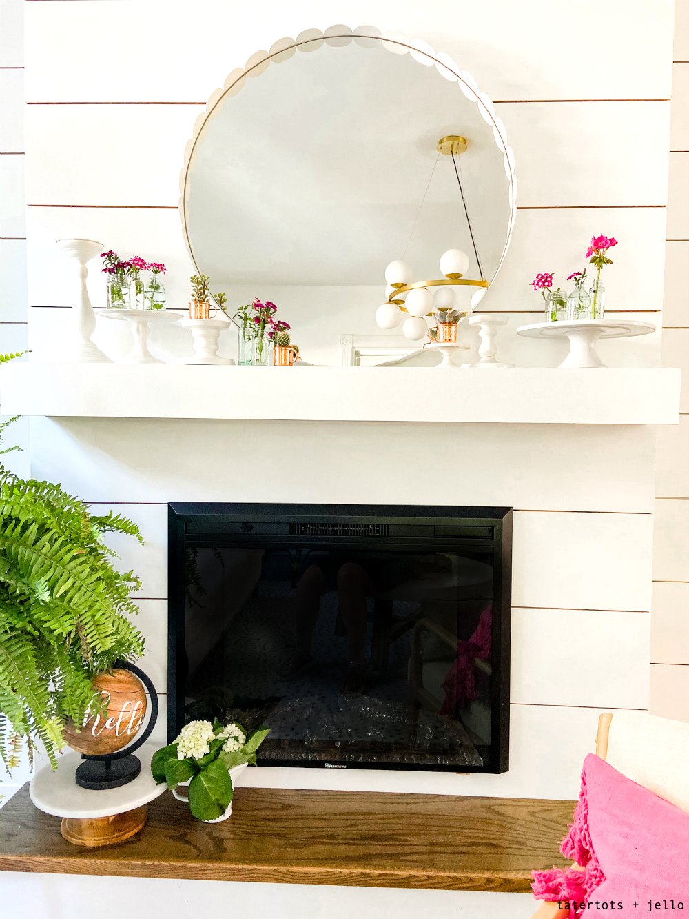 How to create a Bright and Simple Summer Mantel. Use what you have to create a fresh summer makeover for your mantel or shelf. 