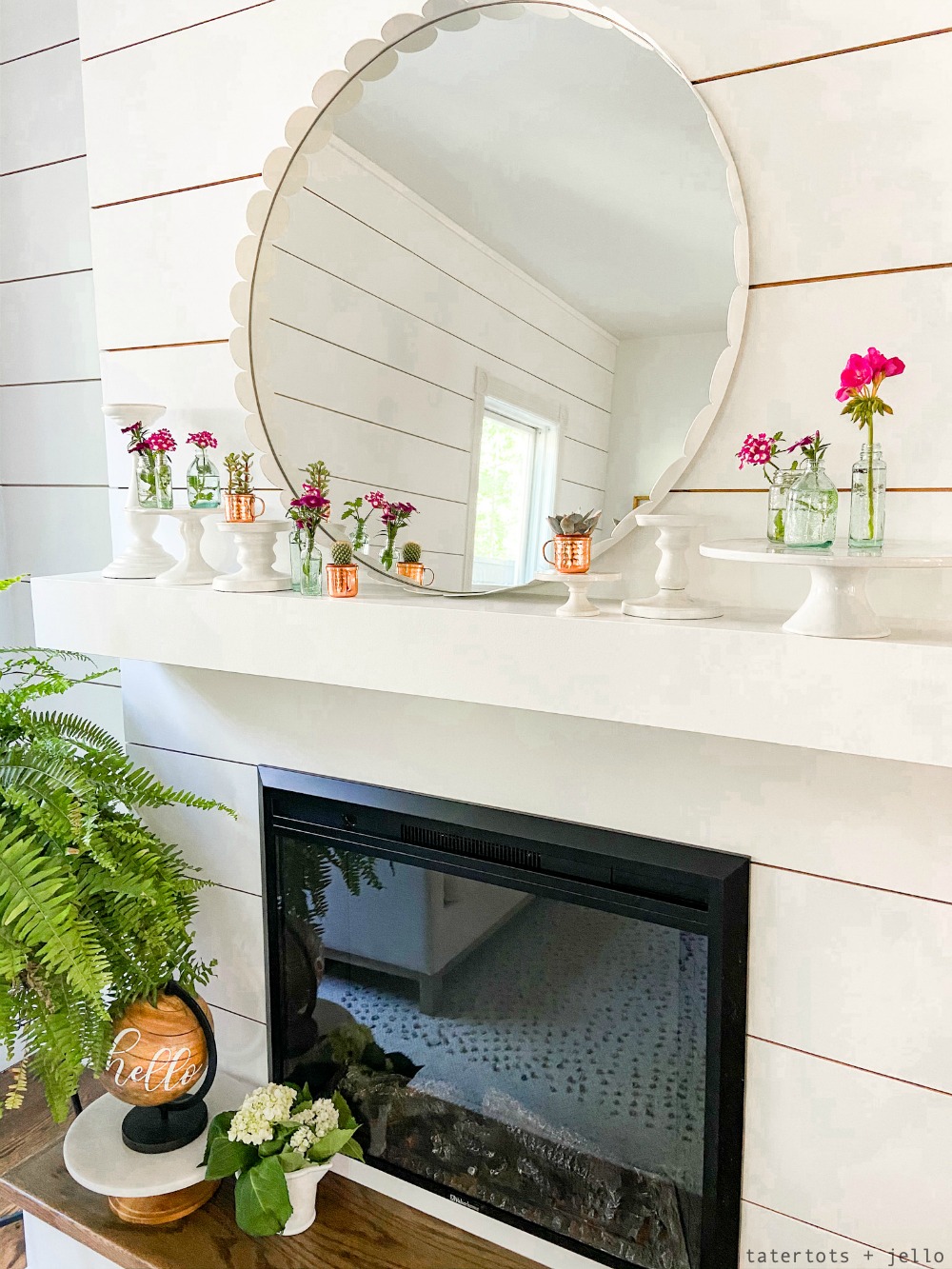 How to create a Bright and Simple Summer Mantel. Use what you have to create a fresh summer makeover for your mantel or shelf. 