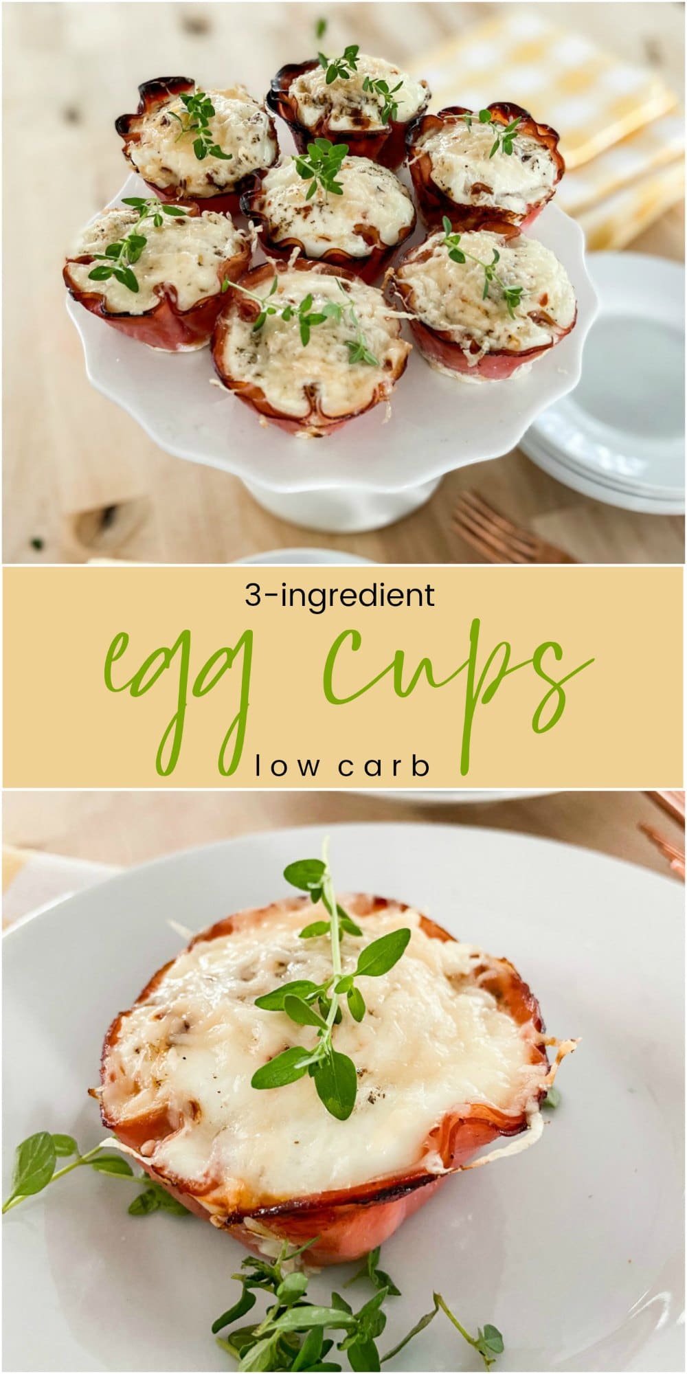 3-Ingredient Low Carb Breakfast Egg Cups. Start your day with this protein-packed low-carb on-the-go breakfast cup that is SO good! 