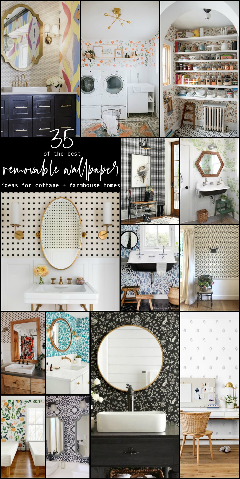 The BEST Cottage and Farmhouse Removable Wallpaper Ideas. Add COLOR and pattern to your cottage or farmhouse home with these easy to install and removable wallpaper ideas! 