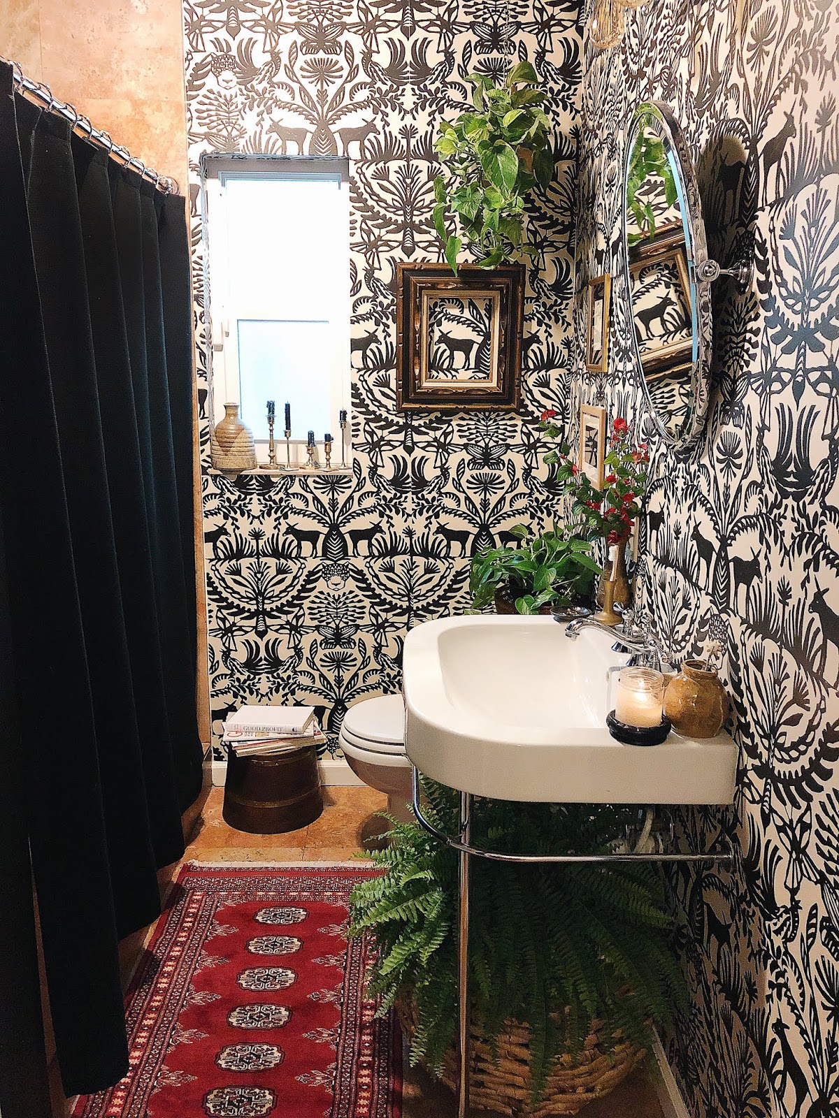 Arte Boheme Bathroom Makeover with Wallpaer like Target's print