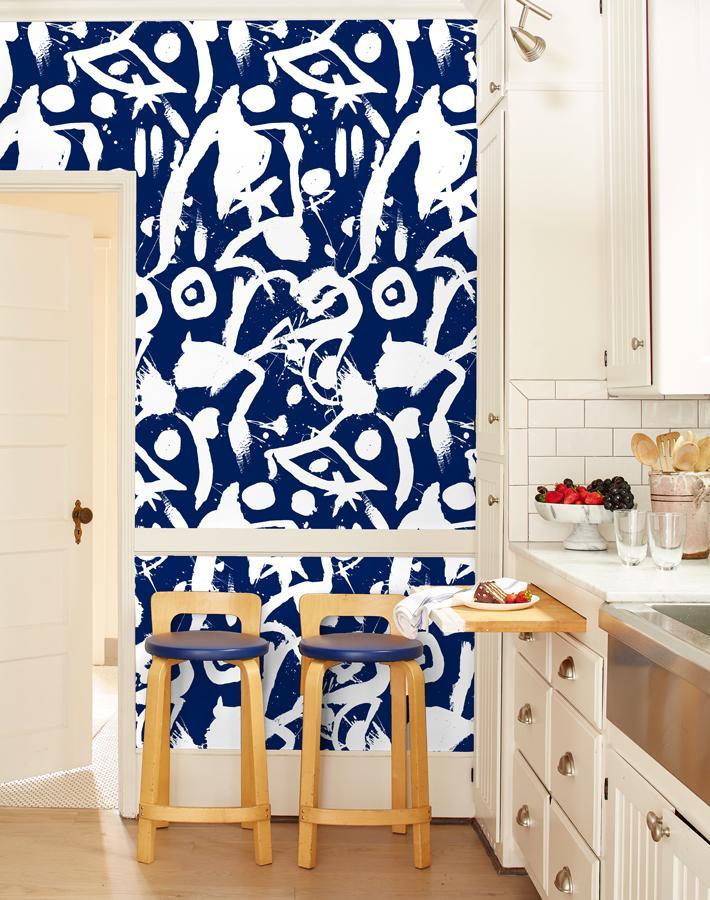 El Quijote in Navy removable Wallpaper at Wallshoppe
