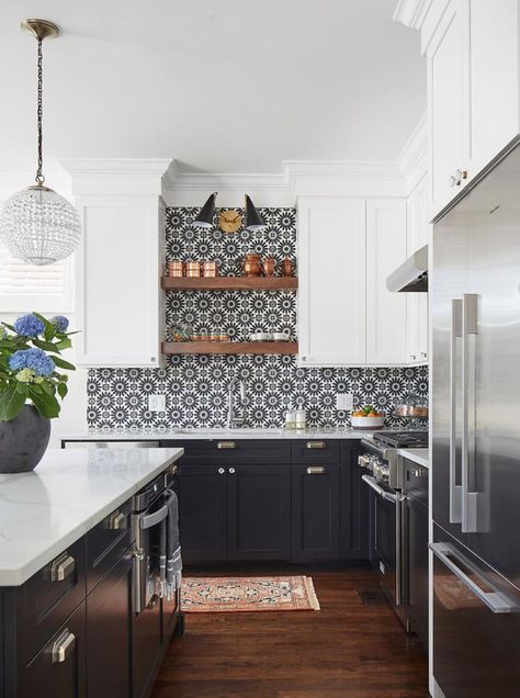 Black and White Boho Farmhouse Kitchen Backsplash 