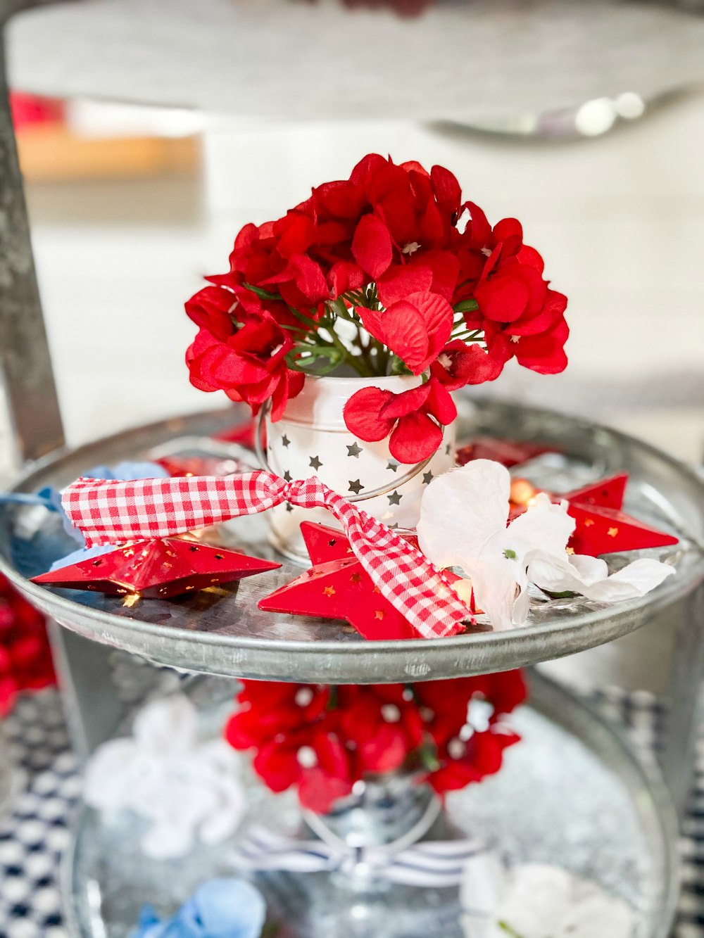 Five Ways to Create an Easy Fourth of July Table. Create a festive red white and blue table using dollar items. 