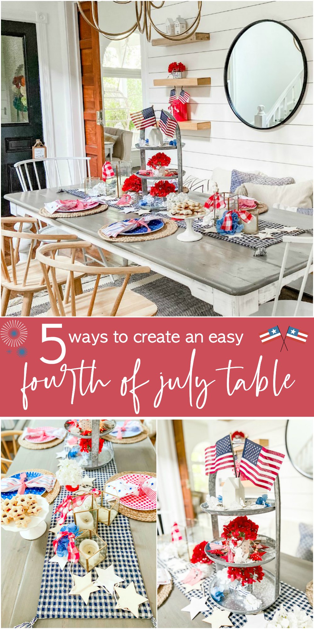 ive Ways to Create an Easy Fourth of July Table. Create a festive red white and blue table using dollar items. 