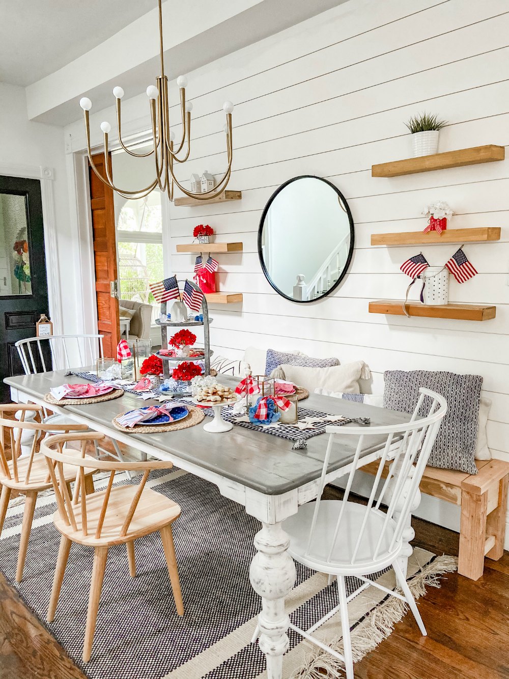 ive Ways to Create an Easy Fourth of July Table. Create a festive red white and blue table using dollar items. 
