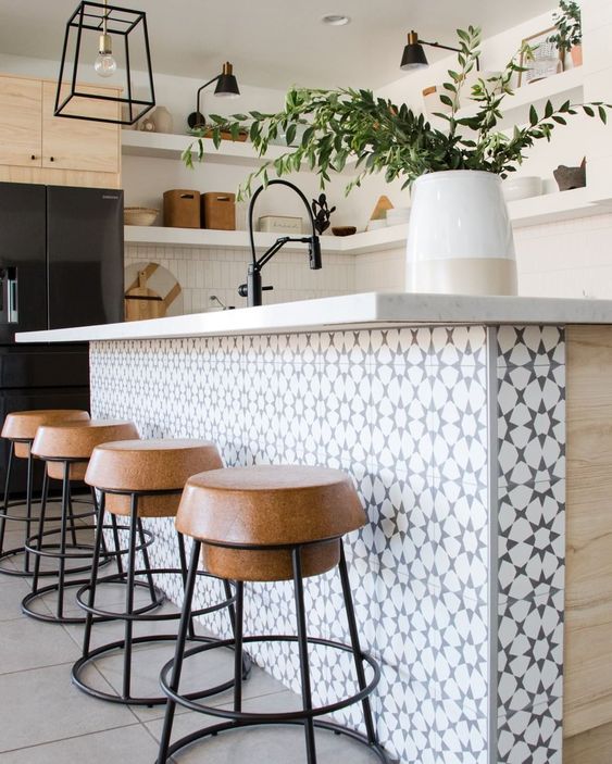 Kitchen island tile at Blue Copper Design.