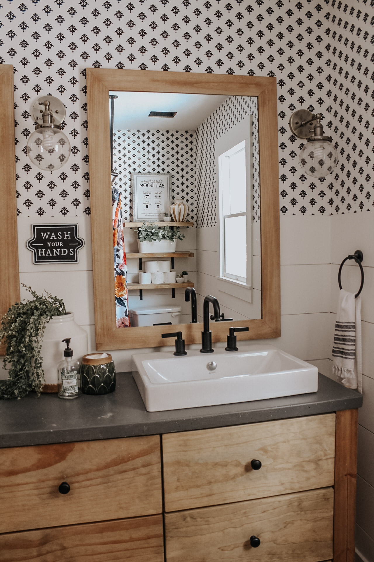 Rhiannon Lawson Design Master Bath Makeover with Removable Wallpaper