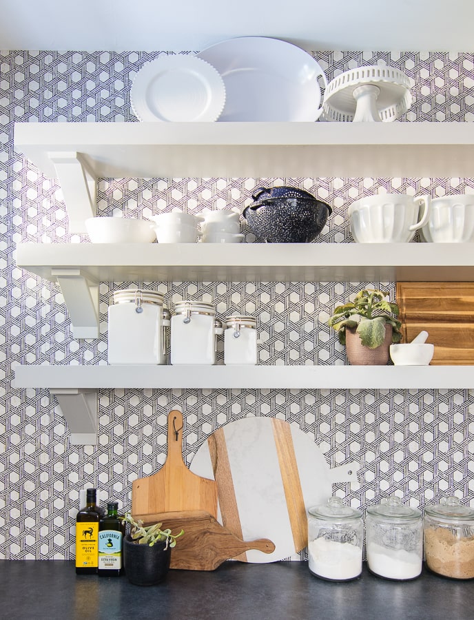 Wallpapered Pantry at the Lily Pad Cottage
