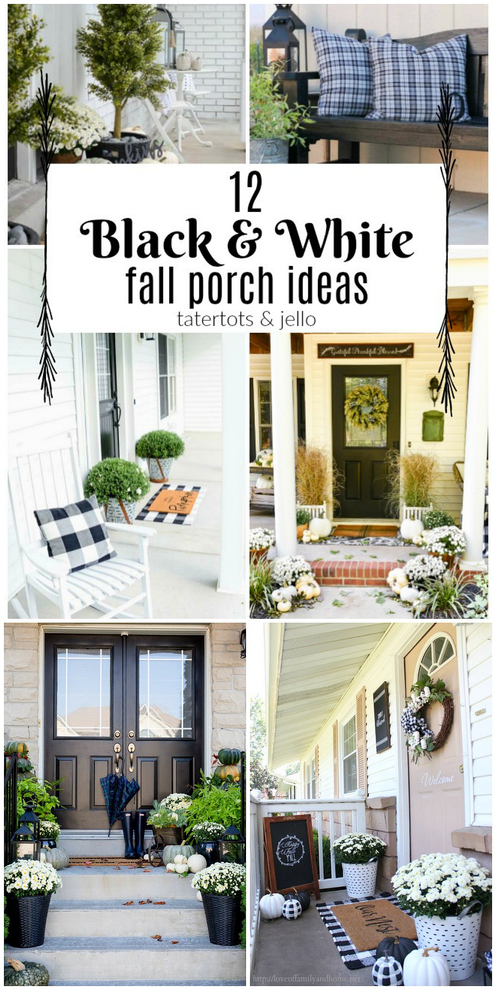 12 Black and White Porch Ideas! Create a striking neutral porch with these gorgeous black and white porch ideas! 