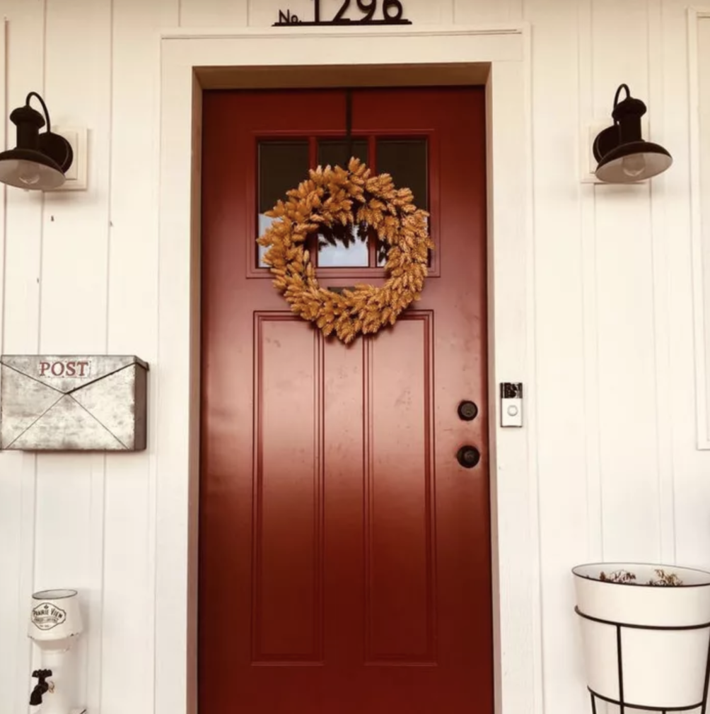 Target faux hops wreath for a fall porch