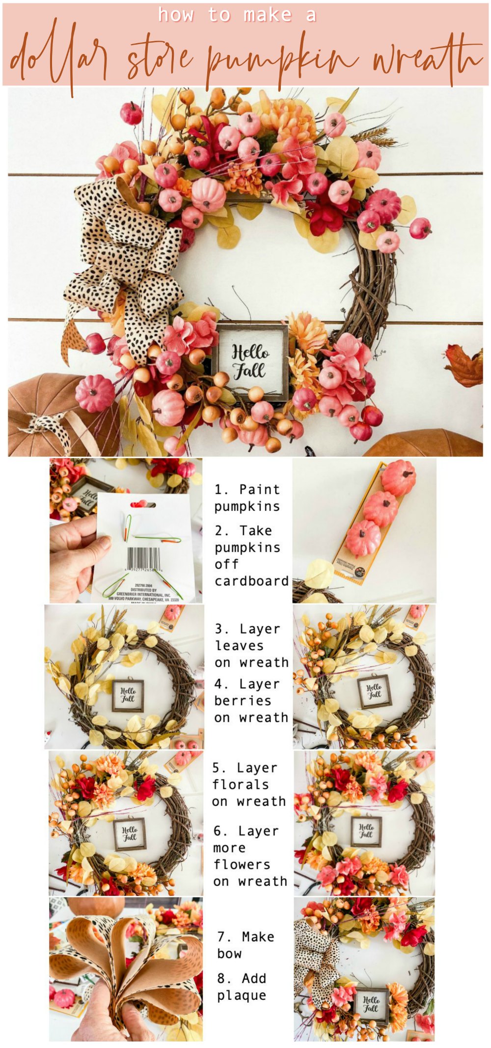 Mini Pumpkin Wreath with Dollar Tree Supplies - DIY Candy