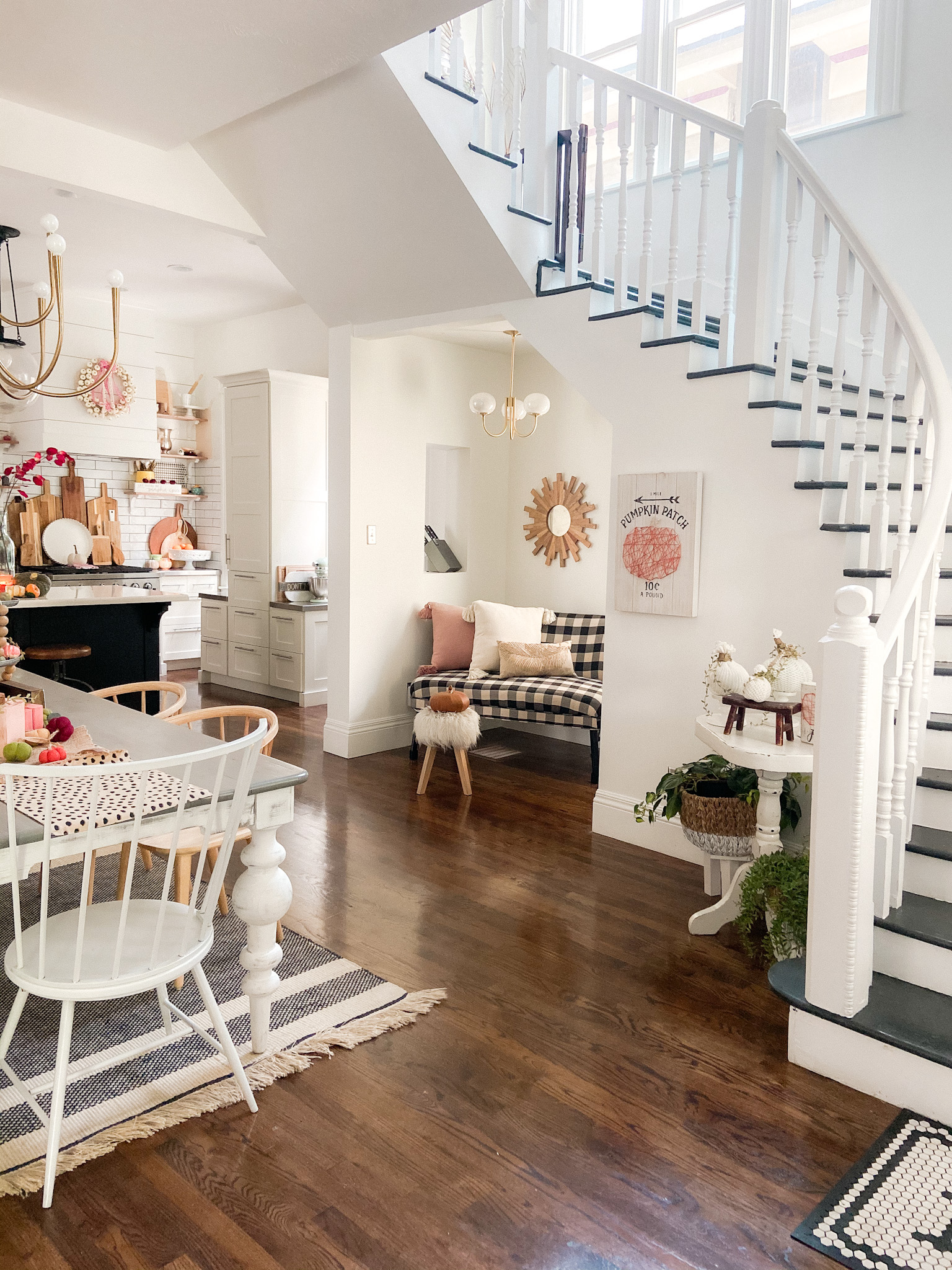 Colorful Cottage Fall Kitchen Tour. Easy ways to bring bright pops of fall color into your home for Autumn.