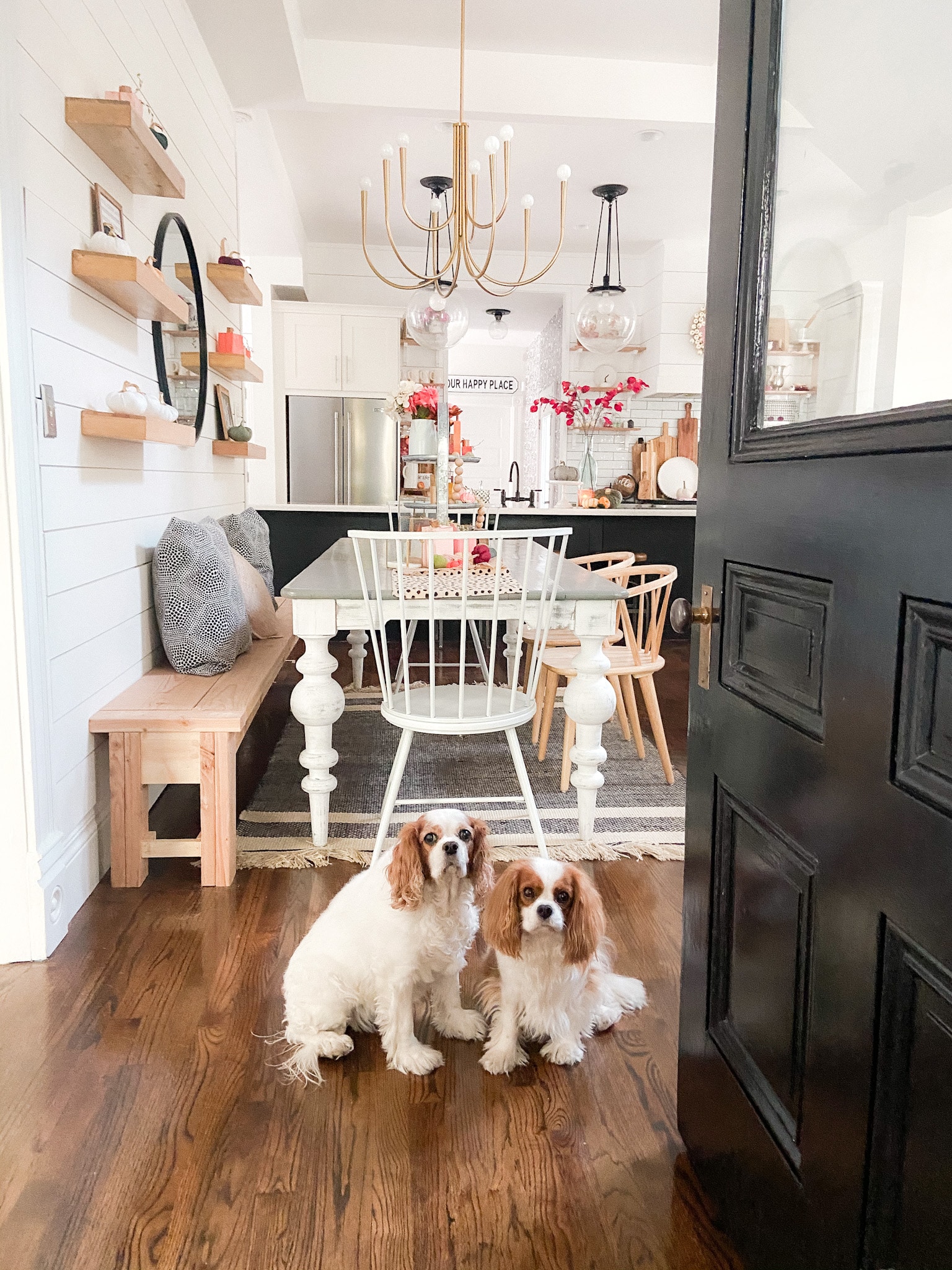 Colorful Cottage Fall Kitchen Tour. Easy ways to bring bright pops of fall color into your home for Autumn.