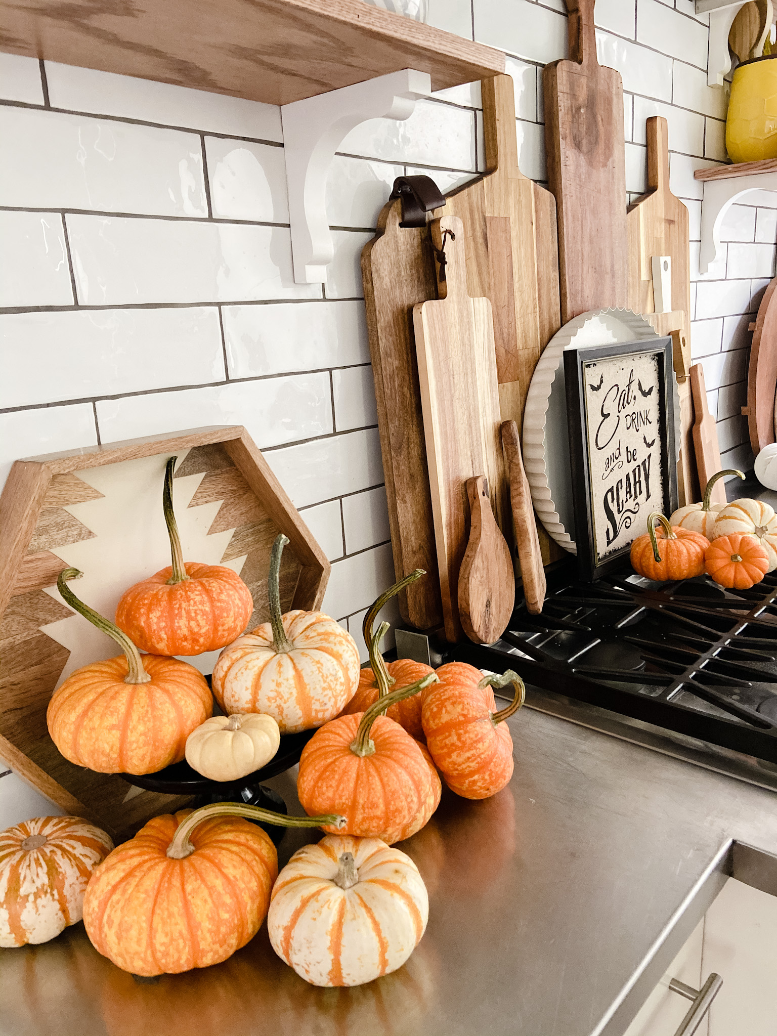 Boho Cottage Colorful Fall Home Tour. Bring warm and cozy vibes into your home for fall with these easy fall decorating ideas for your porch, entryway, kitchen, family room and stairs. 