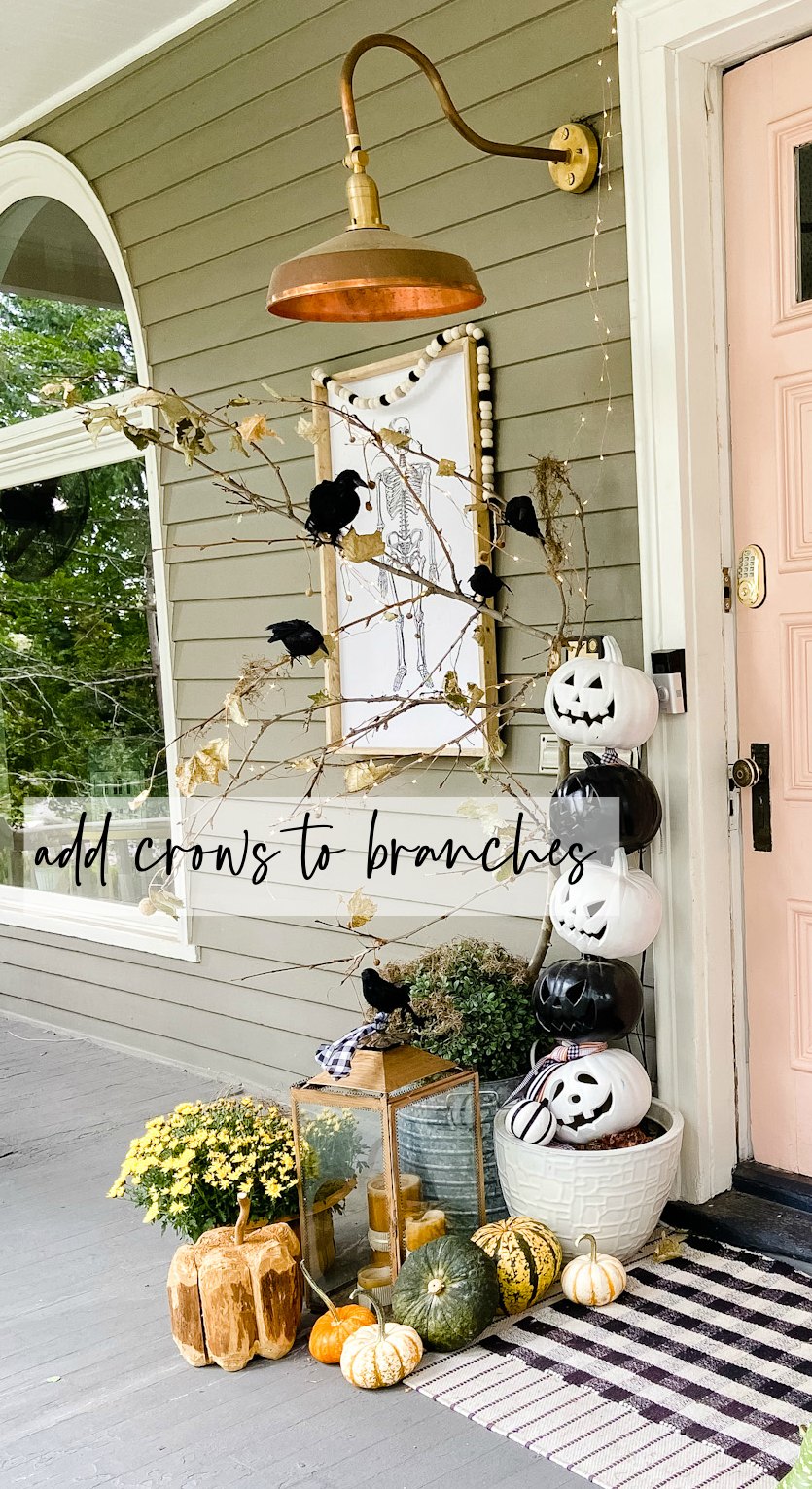 Halloween DIY Spooky Forest Porch. Add some branches, crows and moss to create an easy "spooky" forest for Halloween! 