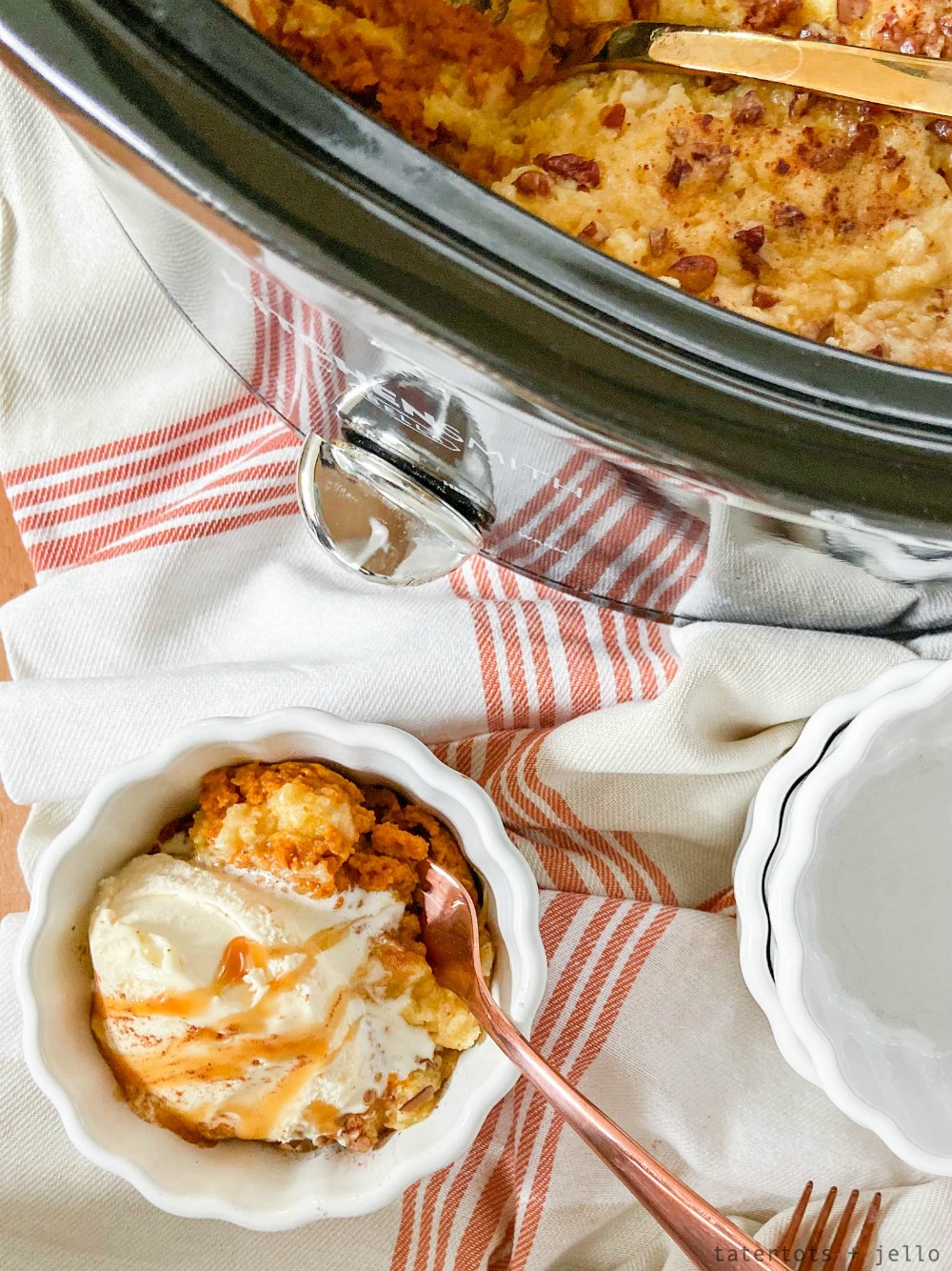 Crockpot Pumpkin Pie Dump Cake. Want an easy dessert to make for fall? Whip up this easy Pumpkin Pie Dump Cake which only takes 5 minutes to prep and then cooks in your crockpot and makes your home smell so good! 