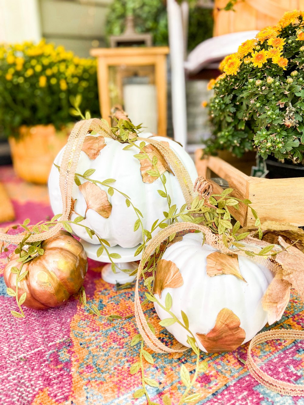 DIY Gilded Leaf Pumpkins. Celebrate fall with a leaf-inspired pumpkin for a fresh take on Autumn.