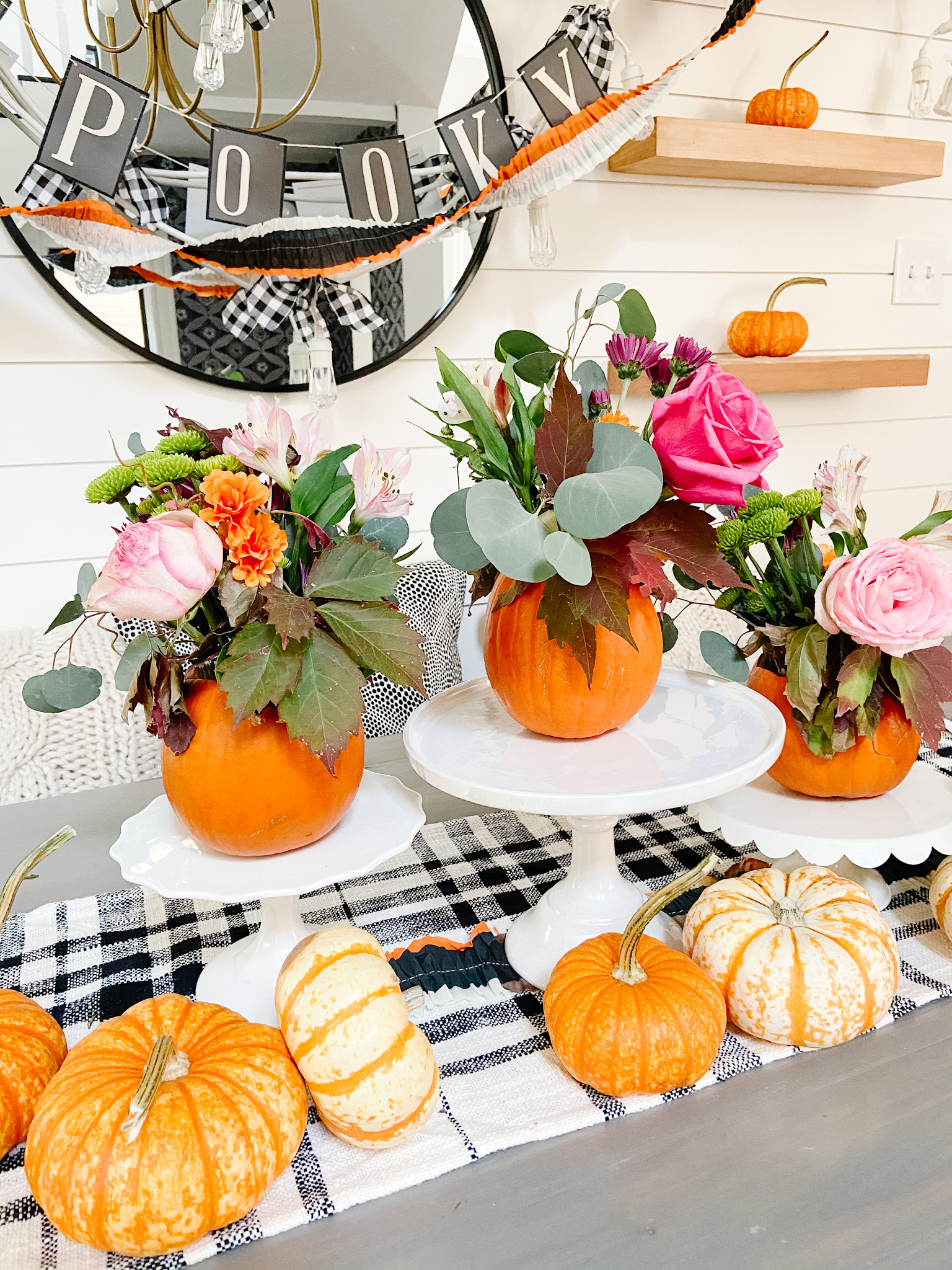 Mini Pumpkin Flower Arrangement Fall Centerpiece - Tatertots and Jello