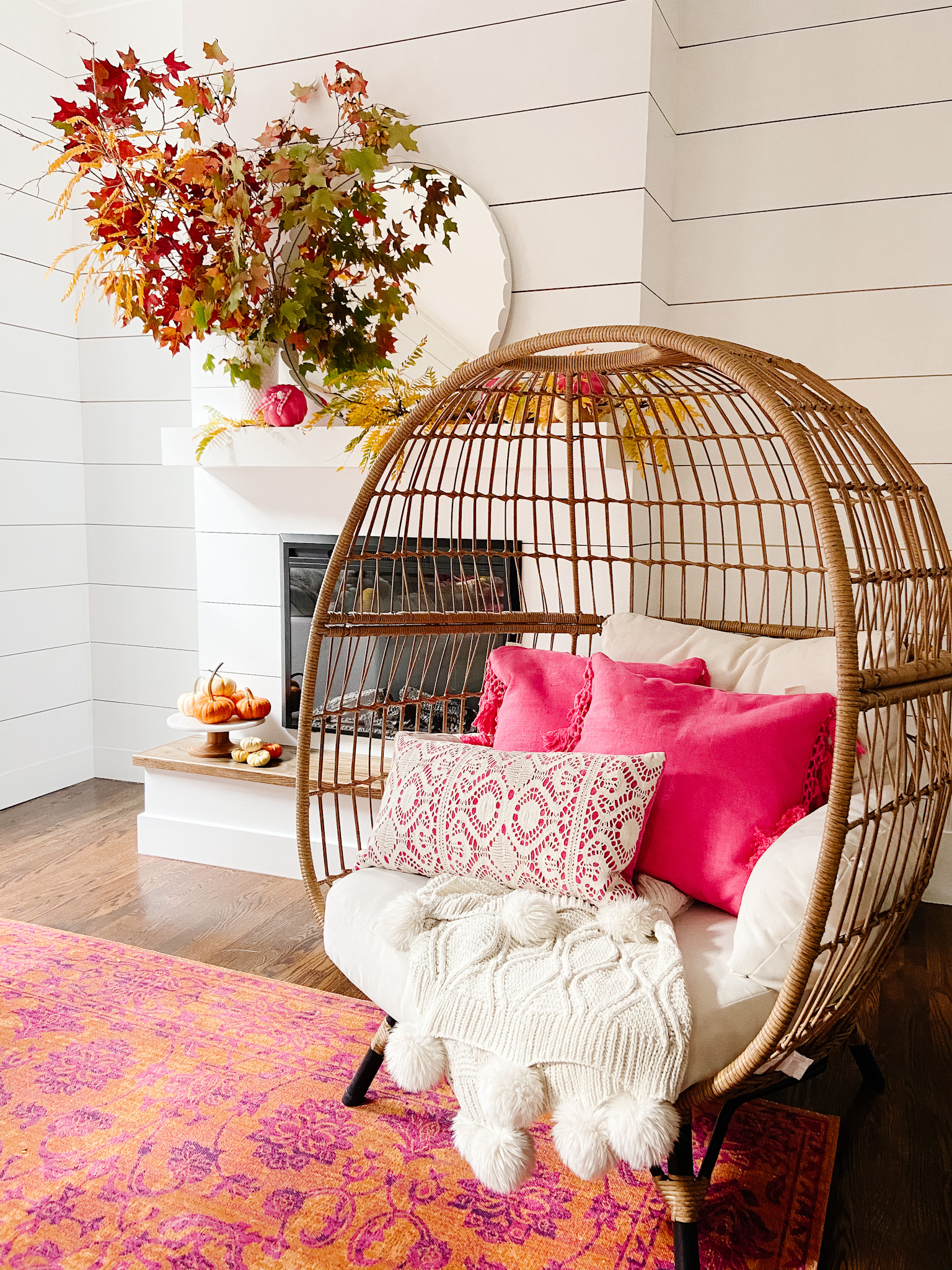 Ways to Bring Color into Your Cottage Home for Fall. Bring BRIGHT colors into your Fall home with colorful accessories, rugs and natural elements! 