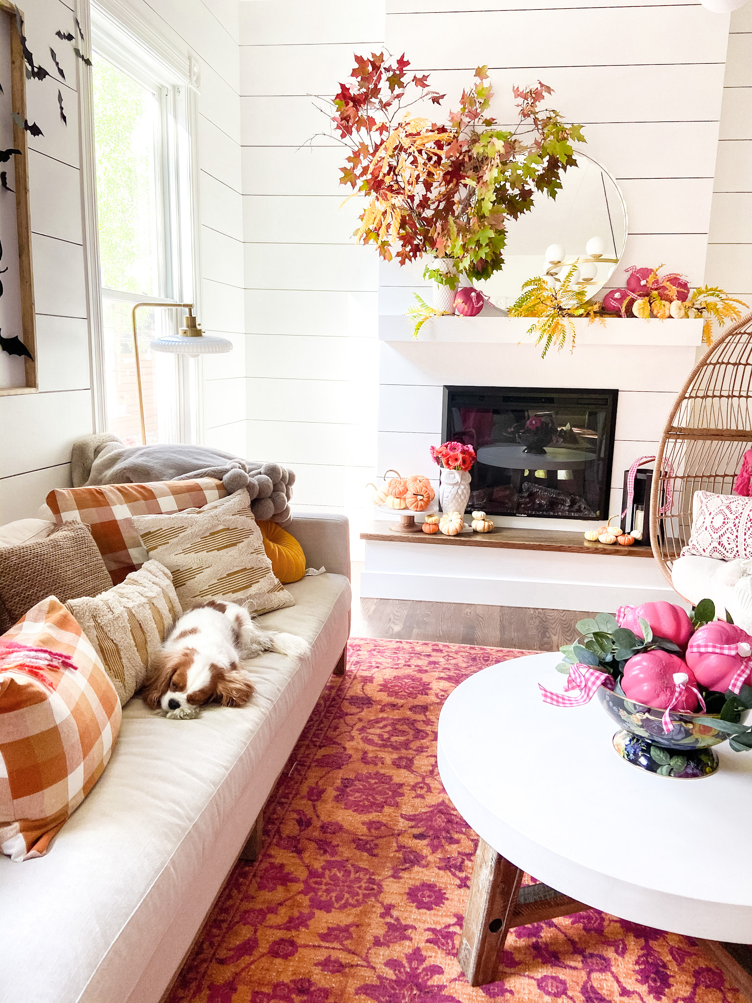 Ways to Bring Color into Your Cottage Home for Fall. Bring BRIGHT colors into your Fall home with colorful accessories, rugs and natural elements! 