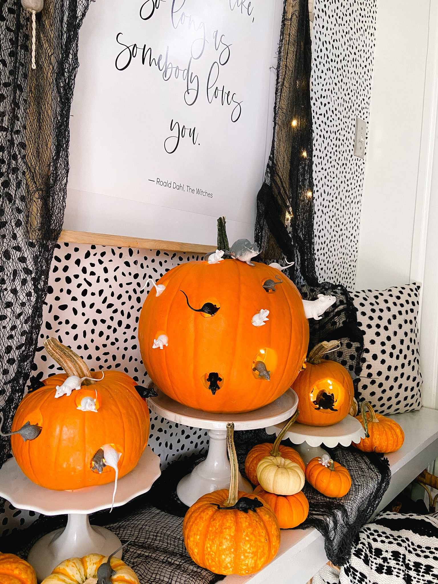 DIY The Witches Mice Pumpkins and Free Printable! Celebrate the new Ronald Dahl movie - The Witches by making Mice Pumpkins and printing out the inspiring quote from the movie. 