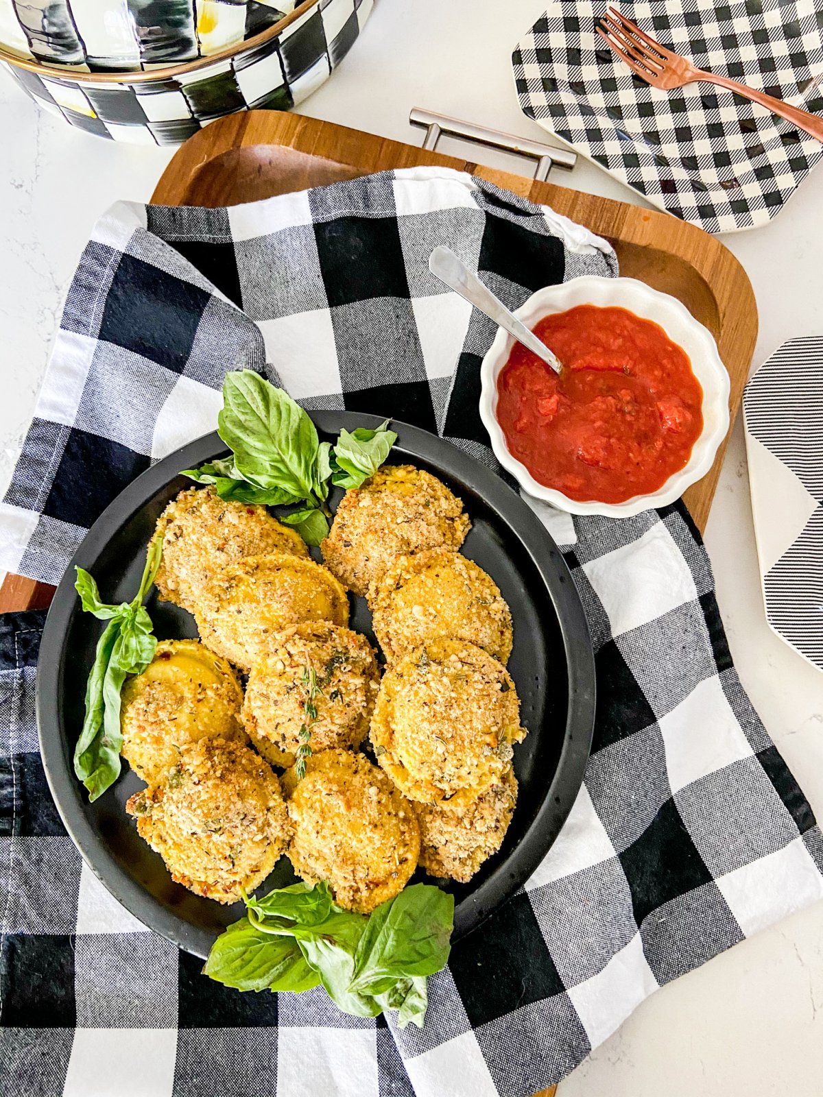 Baked Herb Cheese Ravioli Appetizer