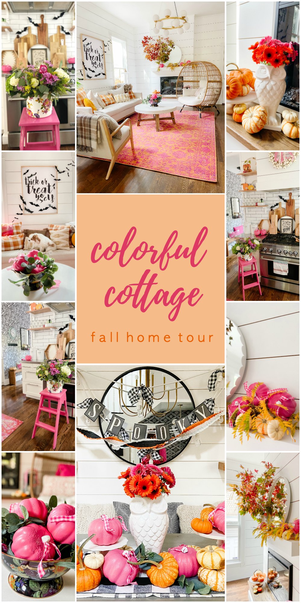 Ways to Bring Color into Your Cottage Home for Fall. Bring BRIGHT colors into your Fall home with colorful accessories, rugs and natural elements!