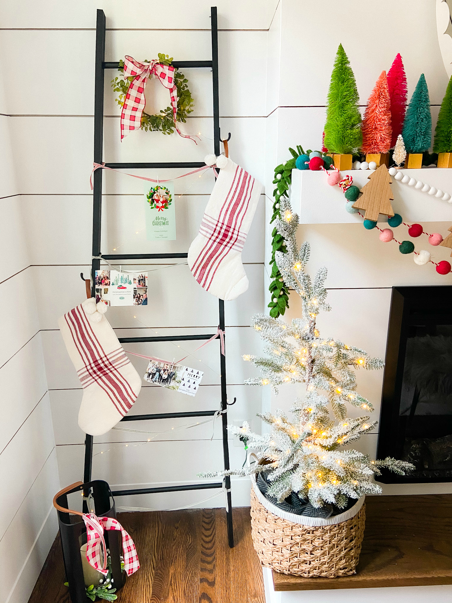 DIY Holiday Card Display Ladder. Build this simple ladder to display cards and stockings this holiday season! 