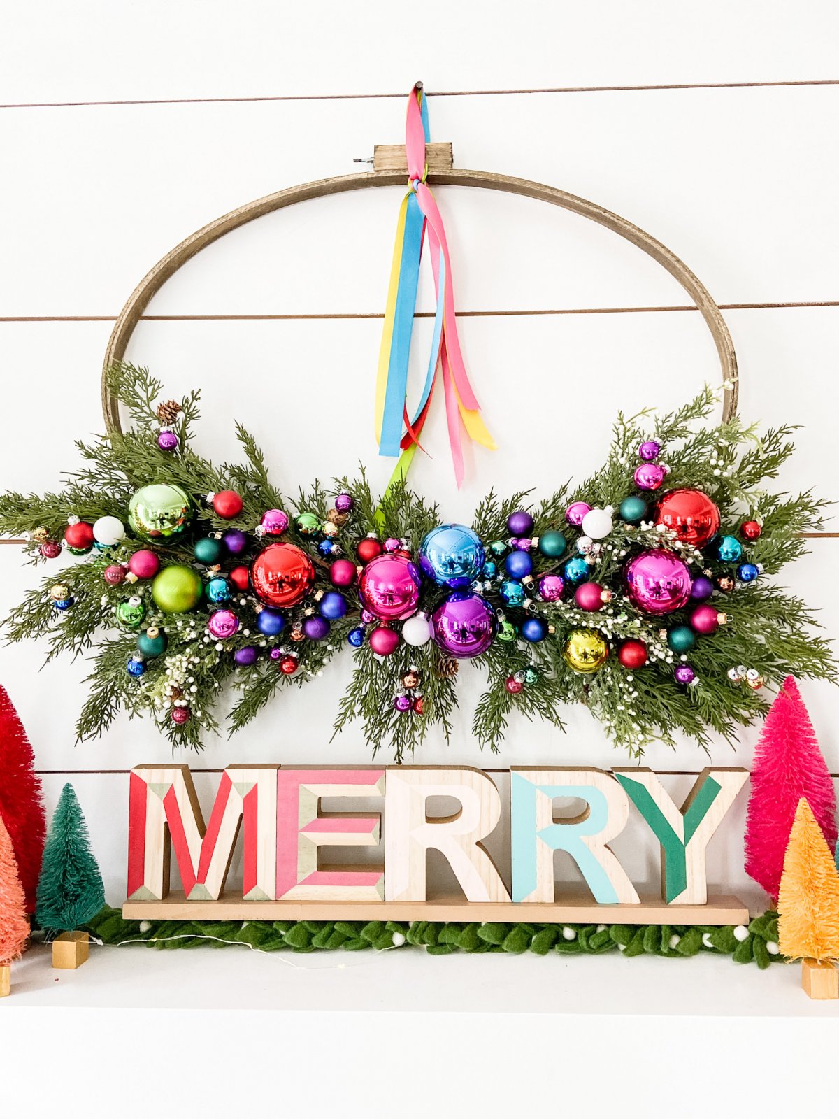 Holiday Colorful Hoop Wreath