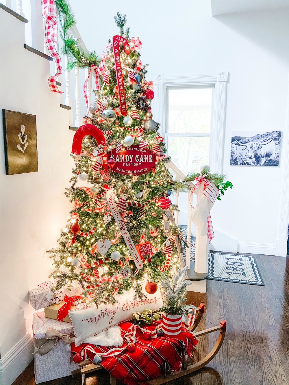 Giant Red & White Glitter Candy Cane or Sweet Christmas Tree Display  Decorations